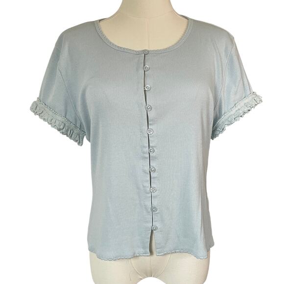 J.Crew Fine rib crochet-trim cardigan NWOT womens light blue size medium - Picture 2 of 11